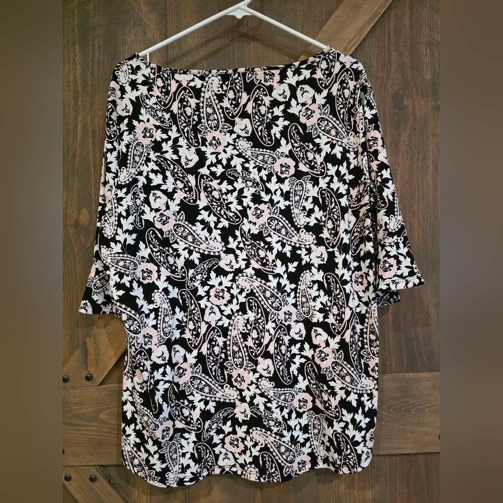 ROZ & ALI Bell Sleeve Paisley Blouse Size XL - Picture 5 of 6